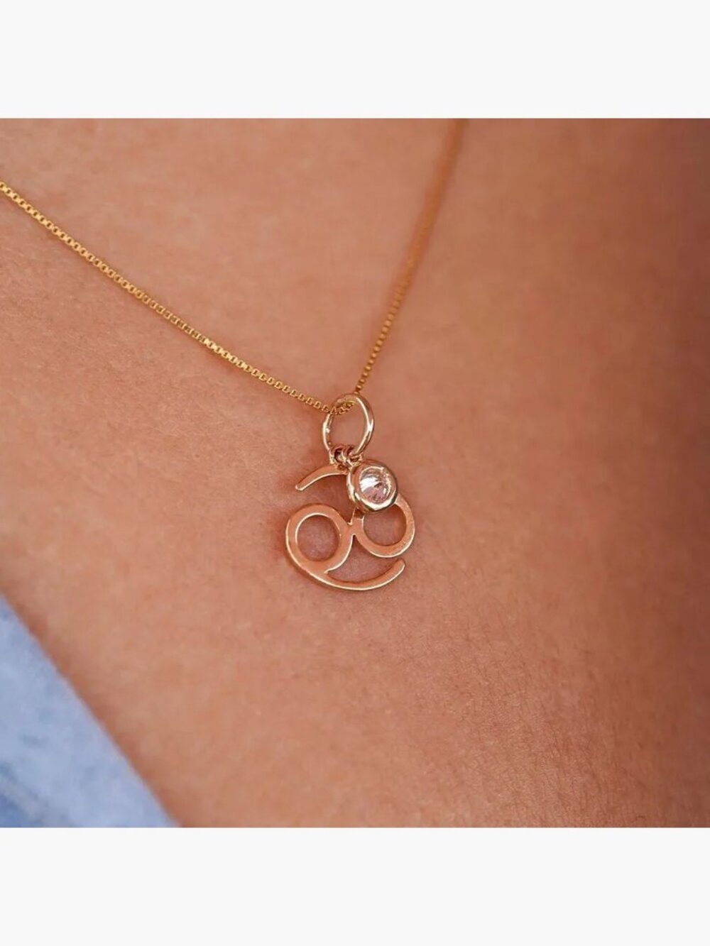 14K Gold Cancer Zodiac Pendant | Dainty Astrology Charm | July Birthday Gift